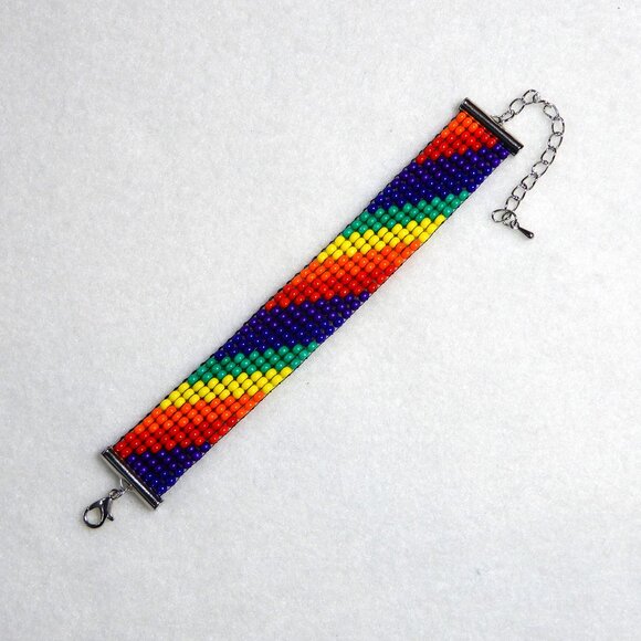 Pride rainbow bead bracelet, handmade, adjustable, 30% to charity - Picture 2 of 5